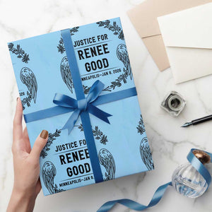 Justice for Renee Good Wrapping Paper Roll Minneapolis January 8 2026 Tribute Memorial Wreath TS02 Light Blue Print Your Wear