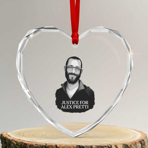 Justices for Alex Pretti Heart Crystal Glass Ornament Anti ICE Immigration Protest Human Rights TS14 Transparent Glass 3'' Heart Print Your Wear