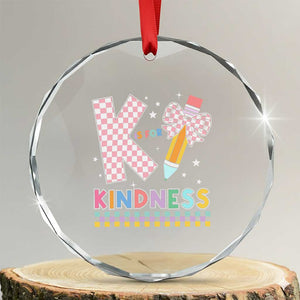K Is For Kindness Crystal Glass Ornament Cute Pencil Bow Teacher Be Kind TS02 Transparent Glass 3'' Circle Print Your Wear