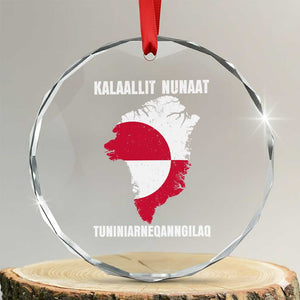 Kalaallit Nunaat Tuniniagaanngilaq Greenlandic Crystal Glass Ornament Greenland Is Not For Sale Patriotic Grunge Flag TS02 Transparent Glass 3'' Circle Print Your Wear