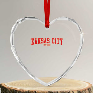 KC Game Day Heart Crystal Glass Ornament Retro Style 90s Vintage Unisex Varisty Football TS10 Transparent Glass 3'' Heart Print Your Wear