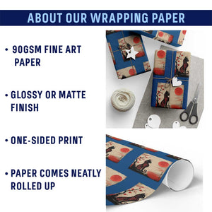 Kawaii Anime Cat Japanese Cherry Blossom Wrapping Paper Roll TS14 Print Your Wear