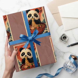Kawaii Anime Panda Ramen Wrapping Paper Roll Funny Japanese Noodles Anime Lovers TS10 Mocha Print Your Wear