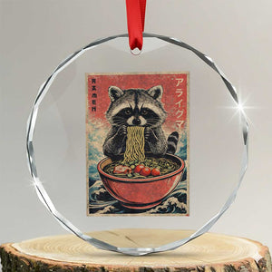 Kawaii Anime Raccoon Ramen Crystal Glass Ornament Funny Japanese Noodles Anime Lovers TS10 Transparent Glass 3'' Circle Print Your Wear