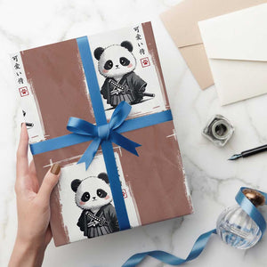 Kawaii Anime Samurai Panda Wrapping Paper Roll Vintage Sumi-e Japanese Art Funny Panda Lovers TS10 Mocha Print Your Wear