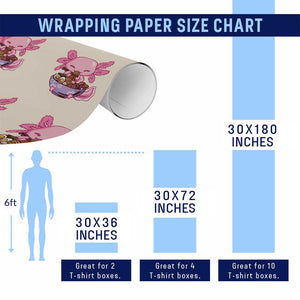 Kawaii Axolotl Eating Ramen Wrapping Paper Roll Japanese Noodles Lover Anime Otaku Manga TS02 Print Your Wear