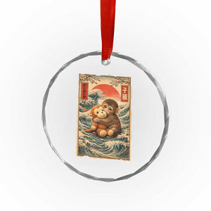 Kawaii Baby Monkey Punch Crystal Glass Ornament Vintage Japanese Graphic Cute Macaque Ukiyo-e TS10 Print Your Wear