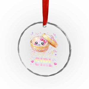 Kawaii Birthday Girl Glitter Dumpling Graphic Crystal Glass Ornament Cute Pink Bow Dim Sum Party Gift