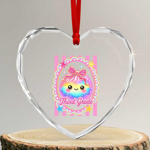 Kawaii Third Grade Glitter Dumpling Printed Graphic Heart Crystal Glass Ornament Cute First Day Back To School for Students Teachers
