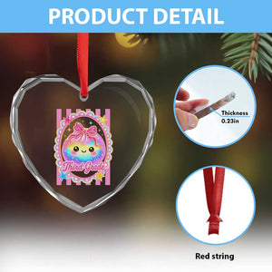 Kawaii Third Grade Glitter Dumpling Printed Graphic Heart Crystal Glass Ornament Cute First Day Back To School for Students Teachers