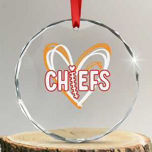 KC Game Day Crystal Glass Ornament Retro Sports Fan Football Team Heart Graphic TS10 Transparent Glass 3'' Circle Print Your Wear