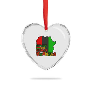Keep Calm And Celebrate Kwanzaa Heart Crystal Glass Ornament Black Holiday African American Xmas TS11 Print Your Wear