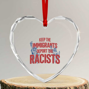 Keep The Immigrants Deport The Racists Heart Crystal Glass Ornament Statue Of Liberty Anti Racism Political Statement TS14 Transparent Glass 3'' Heart Print Your Wear