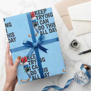 Keep Trying I Can Do This All Day Wrapping Paper Roll Ice Hockey Helmet Christmas Gift TS12 Light Blue Print Your Wear