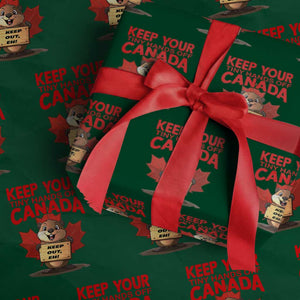 Keep Your Tiny Hands Off Canada Wrapping Paper Roll Not For Sale Canadian Maple Leaf Beaver TS02 Green Print Your Wear