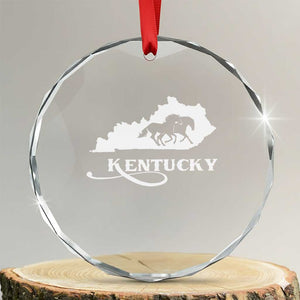 Kentucky Horse Map State Derby Day Crystal Glass Ornament TS11 Transparent Glass 3'' Circle Print Your Wear