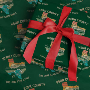 Kerr County Texas Wrapping Paper Roll Retro Hill Country Nature Scene Outdoors TS02 Green Print Your Wear