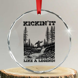 Kickin It Like A Legend Crystal Glass Ornament Funny Bigfoot Soccer Player TS12 Transparent Glass 3'' Circle Print Your Wear