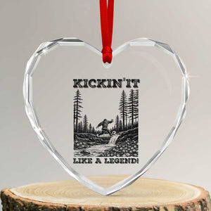 Kickin It Like A Legend Heart Crystal Glass Ornament Funny Bigfoot Soccer Player TS12 Transparent Glass 3'' Heart Print Your Wear