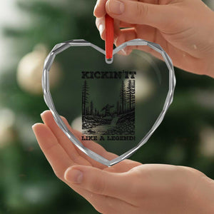 Kickin It Like A Legend Heart Crystal Glass Ornament Funny Bigfoot Soccer Player TS12 Print Your Wear