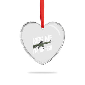 Kiss Me Im ARish Funny St Patricks Day Heart Crystal Glass Ornament Tactical Irish Humor for Gun Enthusiasts TS02 Print Your Wear