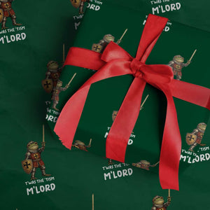 Knight Frog Wrapping Paper Roll Funny T'was The Tism M'Lord Vintage Autism Medieval TS10 Green Print Your Wear