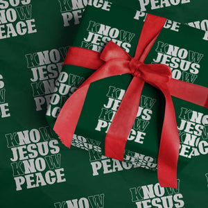 Know Jesus Know Peace Wrapping Paper Roll No Jesus No Peace TS02 Green Print Your Wear