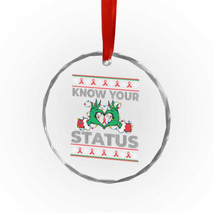Know Your Status HIV Awareness Gift Crystal Glass Ornament Ugly Sweater Green Hand Red Ribbon TS12 Print Your Wear