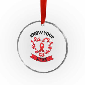 Know Your Status Red Ribbon HIV AIDS Awareness Support Month Gift Crystal Glass Ornament TS12 Print Your Wear