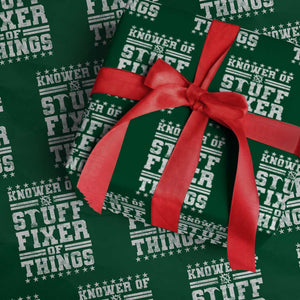 Knower Of Stuff Fixer Of Things Wrapping Paper Roll Funny Handyman Mechanic Dad TS11 Green Print Your Wear