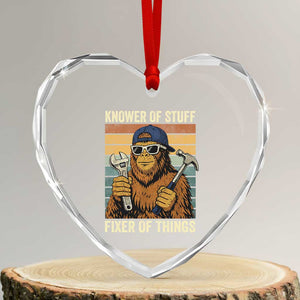 Knower Of Stuff Fixer Of Things Heart Crystal Glass Ornament Mechanic Bigfoot Dad TS11 Transparent Glass 3'' Heart Print Your Wear