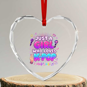 Kpop Lover Heart Crystal Glass Ornament Just a Girl Who Loves K-Pop Korean Music