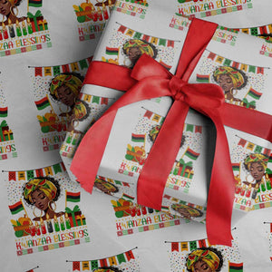 Kwanzaa Blessings African Woman Wrapping Paper Roll Umoja Seven Principles Family Gift TS12 White Print Your Wear