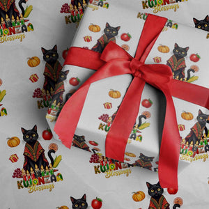 Kwanzaa Blessings Wrapping Paper Roll Funny Cat African Heritage Gift TS12 White Print Your Wear