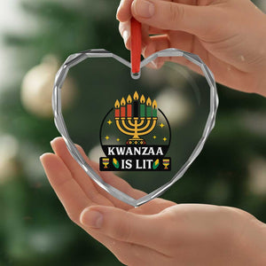 Kwanzaa Is Lit Heart Crystal Glass Ornament Funny African American Holiday Gift TS12 Print Your Wear
