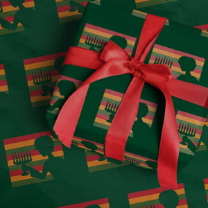 Kwanzaa Umoja Family African Woman Seven Principles Gift Wrapping Paper Roll TS12 Green Print Your Wear