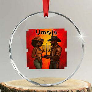 Kwanzaa Umoja Togetherness Crystal Glass Ornament Cowboy Cowgirl African Heritage Gift TS12 Transparent Glass 3'' Circle Print Your Wear