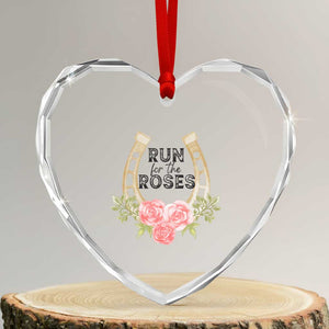 Ky Derby Horse Racing Heart Crystal Glass Ornament Horses and Roses TS02 Transparent Glass 3'' Heart Print Your Wear