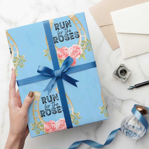 Ky Derby Horse Racing Wrapping Paper Roll Horses and Roses TS02 Light Blue Print Your Wear