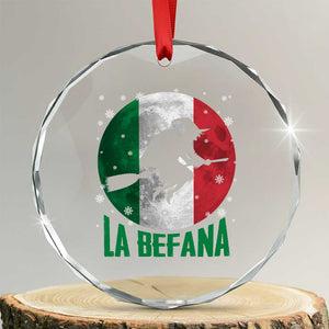La Befana Italian Christmas Crystal Glass Ornament Xmas Witch Folklore Italy Holiday TS11 Transparent Glass 3'' Circle Print Your Wear