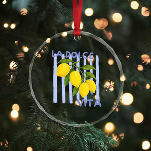 La Dolce Vita Lemon Italian Summer Crystal Glass Ornament Blue Striped TS11 Print Your Wear