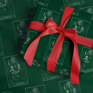 La Llorona Wrapping Paper Roll Tarot Card Horror Death Occult Mexican Folklore Halloween TS10 Green Print Your Wear