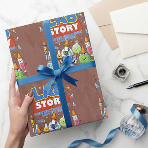 Lab Story Every Test Tells a Story Lab Week 2026 Wrapping Paper Roll Science Characters Lab Techs Medical Laboratory TS02 Mocha Print Your Wear