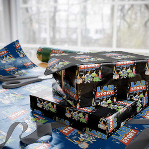 Lab Story Every Test Tells a Story Lab Week 2026 Wrapping Paper Roll Science Characters Lab Techs Medical Laboratory TS02 Black Print Your Wear