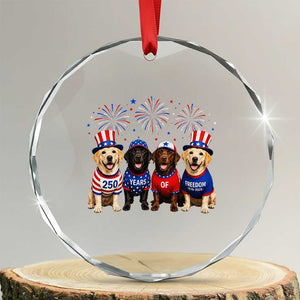 Labrador Retriever Americas 250th Anniversary Crystal Glass Ornament 4th July US 250 Years Of Freedom Dog Lovers 1776 2026