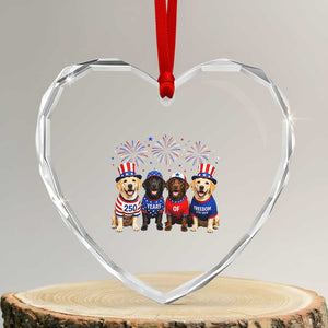 Labrador Retriever Americas 250th Anniversary Heart Crystal Glass Ornament 4th July US 250 Years Of Freedom Dog Lovers 1776 2026