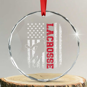 Lacrosse American Flag Lax Men 4th of July Crystal Glass Ornament TS11 Transparent Glass 3'' Circle Print Your Wear