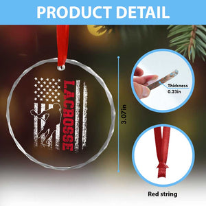 Lacrosse American Flag Lax Men 4th of July Crystal Glass Ornament TS11 Print Your Wear