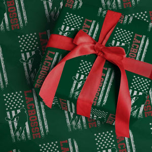 Lacrosse American Flag Lax Men 4th of July Wrapping Paper Roll TS11 Green Print Your Wear