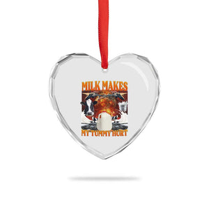 Lactose Intolerant Meme Heart Crystal Glass Ornament Milk Makes My Tummy Hurt Vintage Bootleg Graphic TS10 Print Your Wear